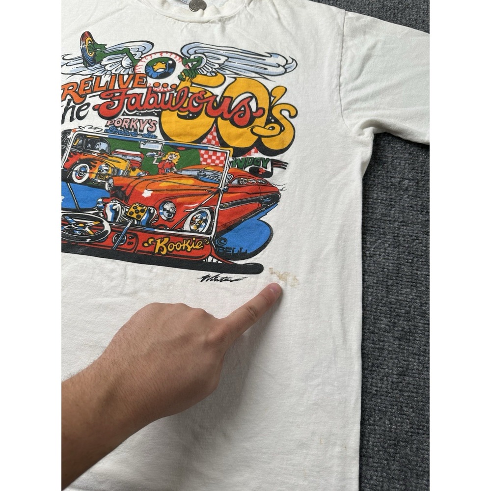 Mens Graphic Hanes Beefy-T Porkys Fabulous 50s White T Shirt, Size L - Picture 5 of 7